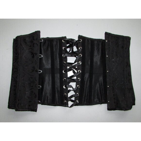 Black Heavy Jacquard Underbust Waist Cincher Corset - NEW - Picture 9 of 10